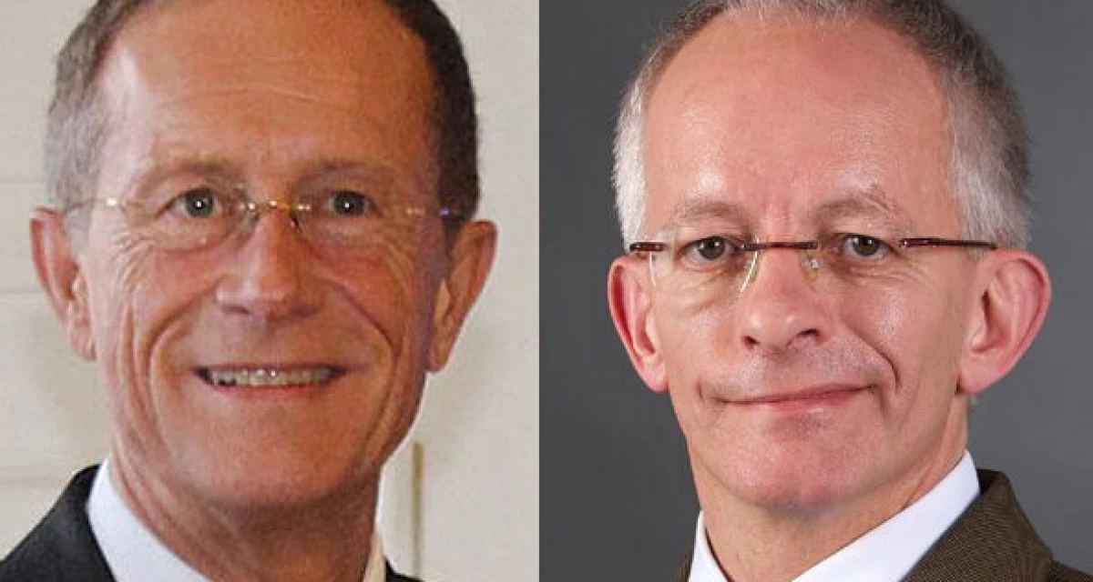 Axel Wintermeyer, Chef der Staatskanzlei Hessens und Dr. Mielke, Chef der Staatskanzlei Niedersachsens
